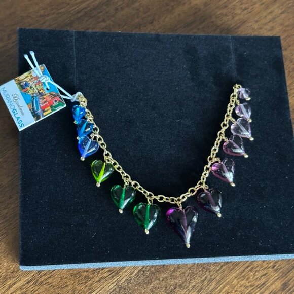 Dyadema Murano | Glass Heart Venetian Bronze Necklace Handcrafted Made in Italy - Picture 2 of 6